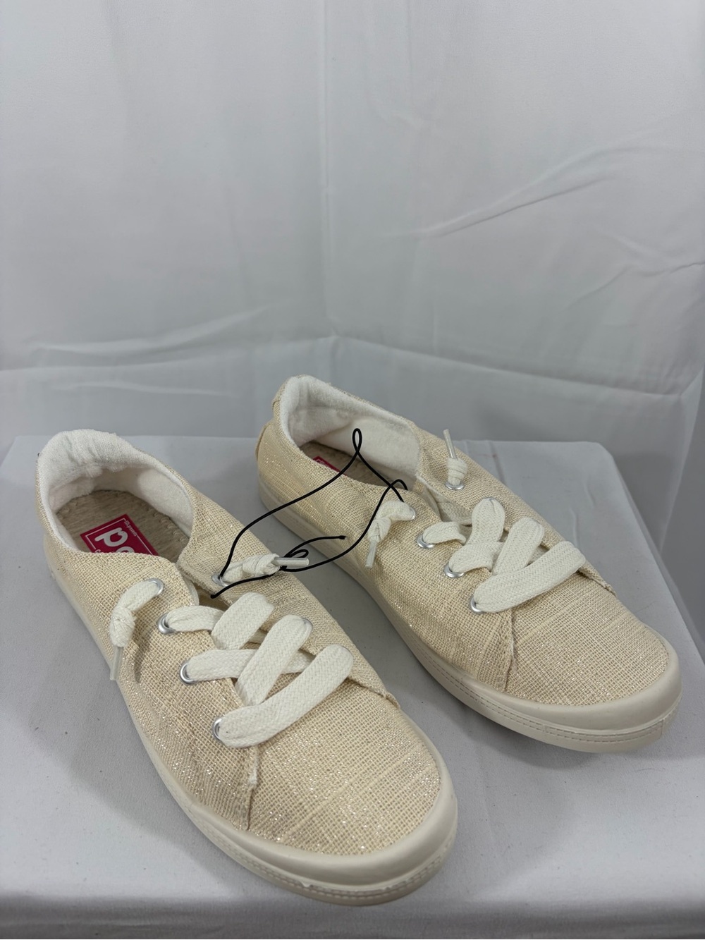 NWT POP Women’s Size 8.5 Sparkly Comfort Fit Beige Slip-On Shoe
